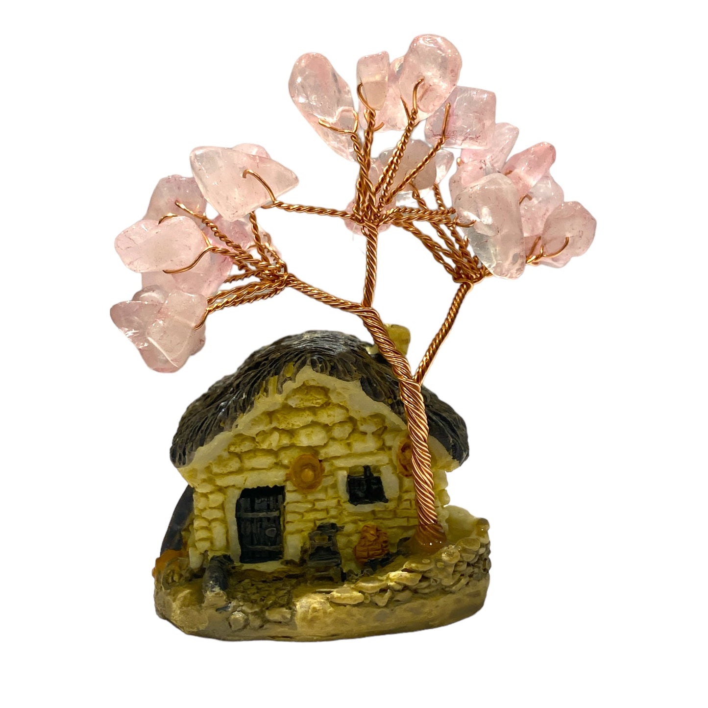 3 Maisons avec Arbre de vie en Quartz rose - Foliesbijoux