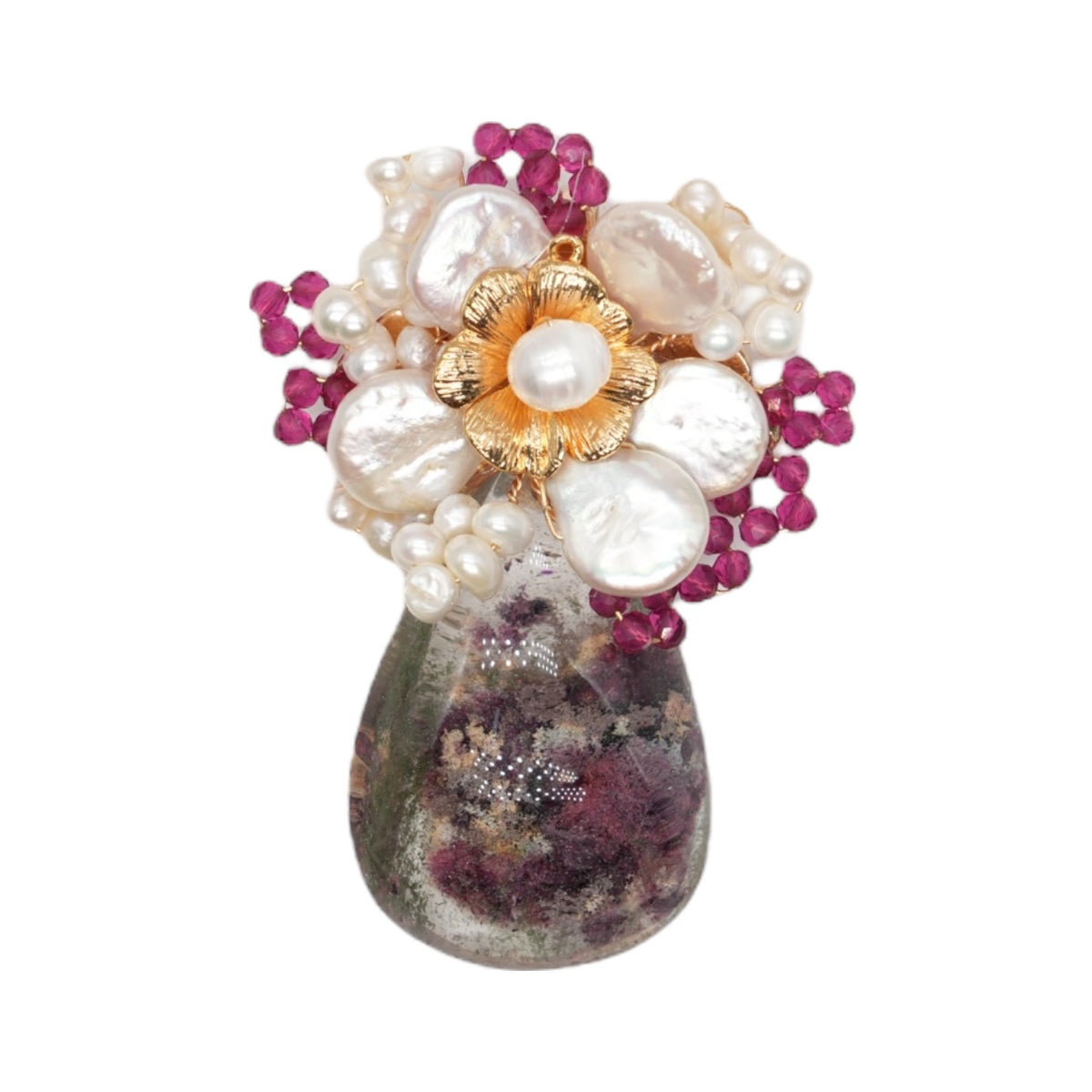 Broche Quartz lodolite violette AAA 8x4 cm