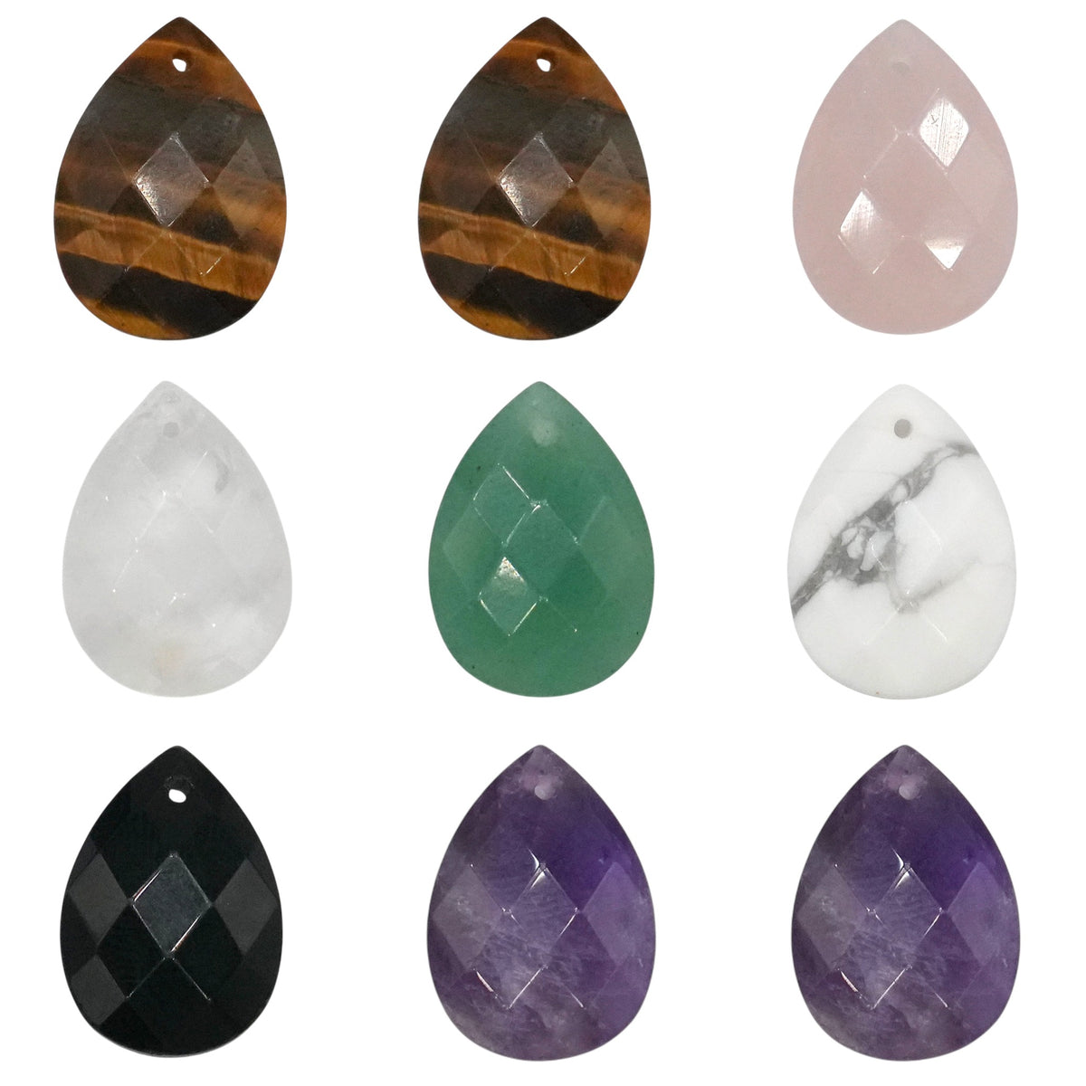 Pendentif goutte facettée 13x18x6 mm (7 pierres disponibles) (bélière non incluse) - Foliesbijoux