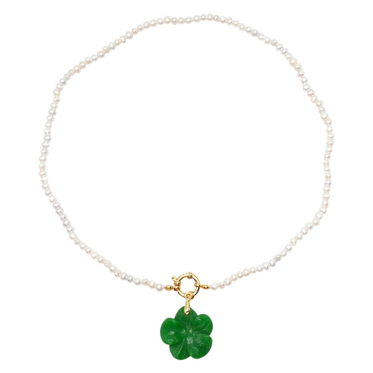 Collier perle d’eau douce 4,5-5 mm avec pendentif fleur (8 pierres disponible) (bélière dorée K1 incluse) - Foliesbijoux
