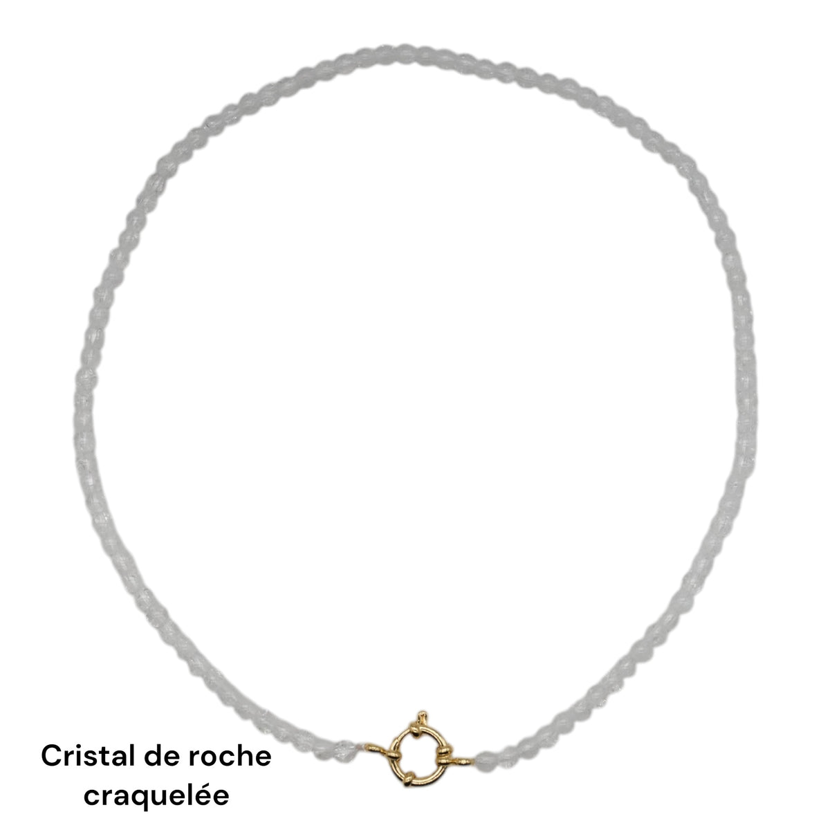 Collier 43 cm en 4 mm avec fermoir boué en acier inoxydable dorée (20 pierres disponibles) - Foliesbijoux