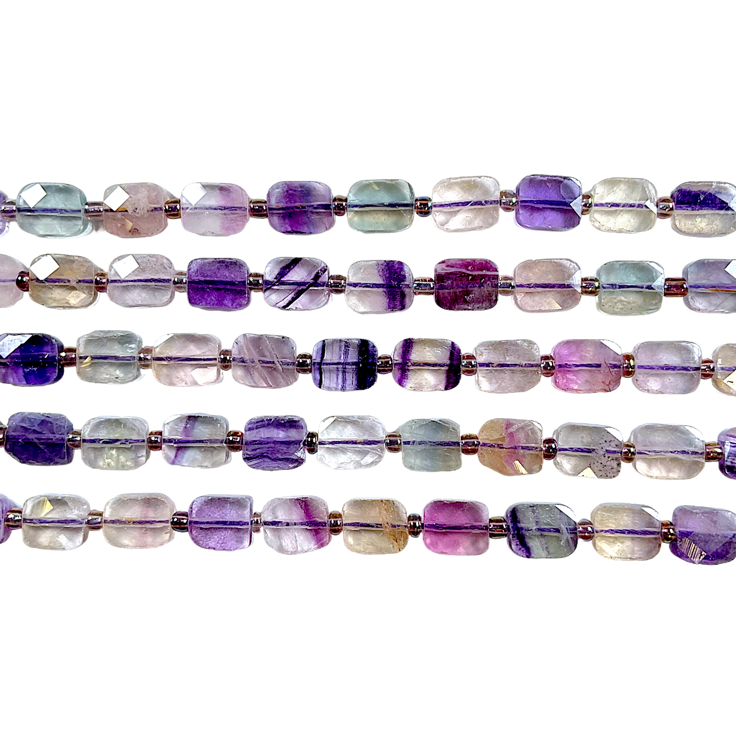 Fil de fluorine multicolore rectangle facetté 9x6 mm - Foliesbijoux