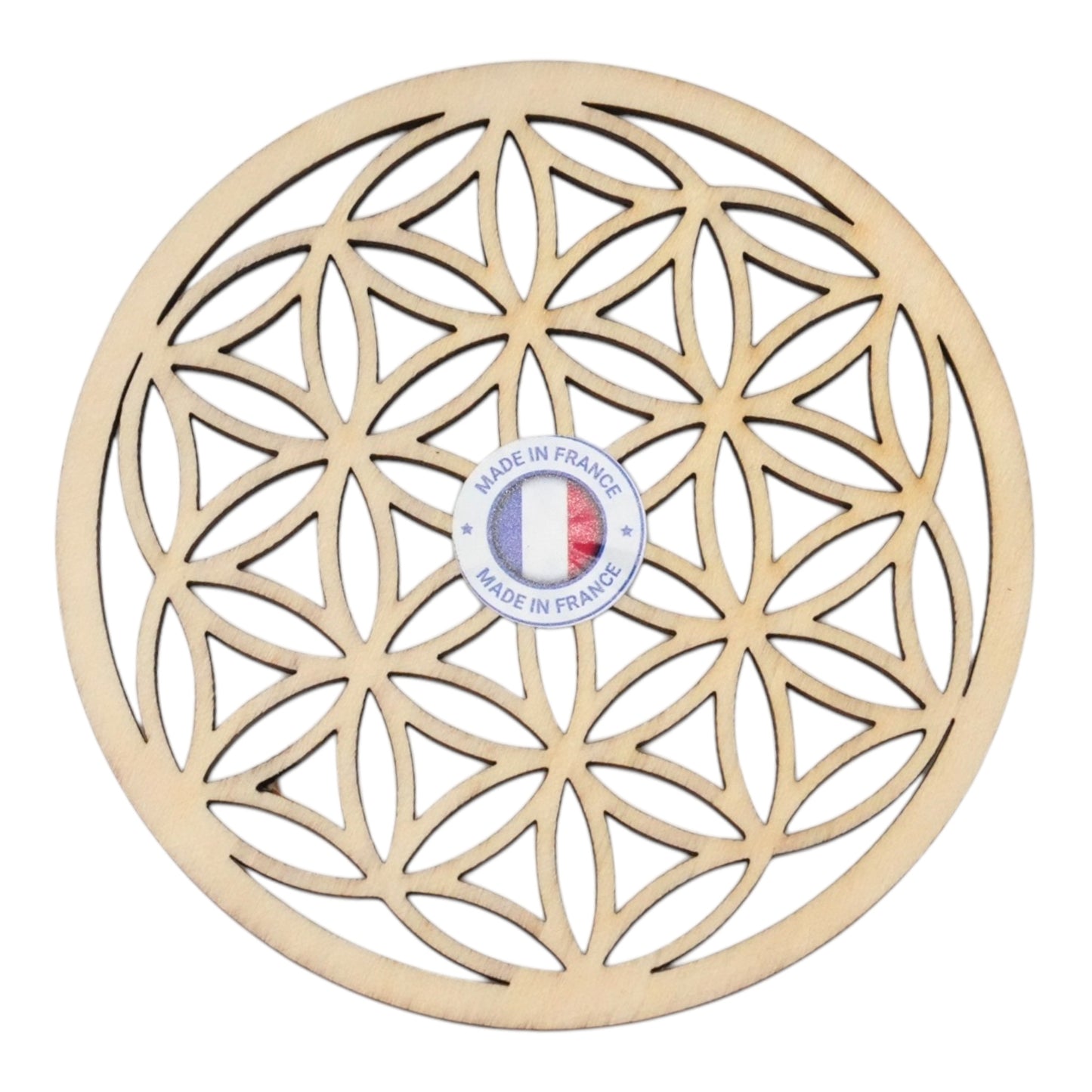 5 plaque Fleur de vie creuse découpée 2 pétales en bois (référence: ESO-009) - Foliesbijoux