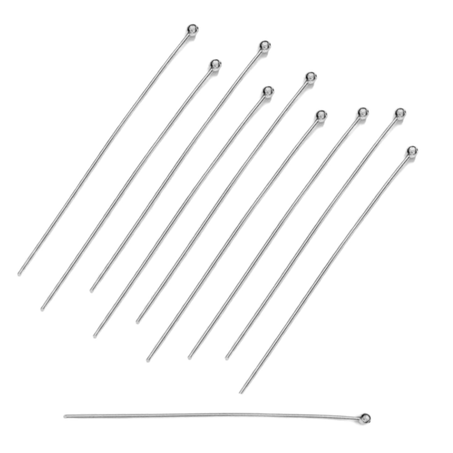 100 Tiges Clous à tête ronde en acier pour fabrication de boucle d'oreille - Foliesbijoux