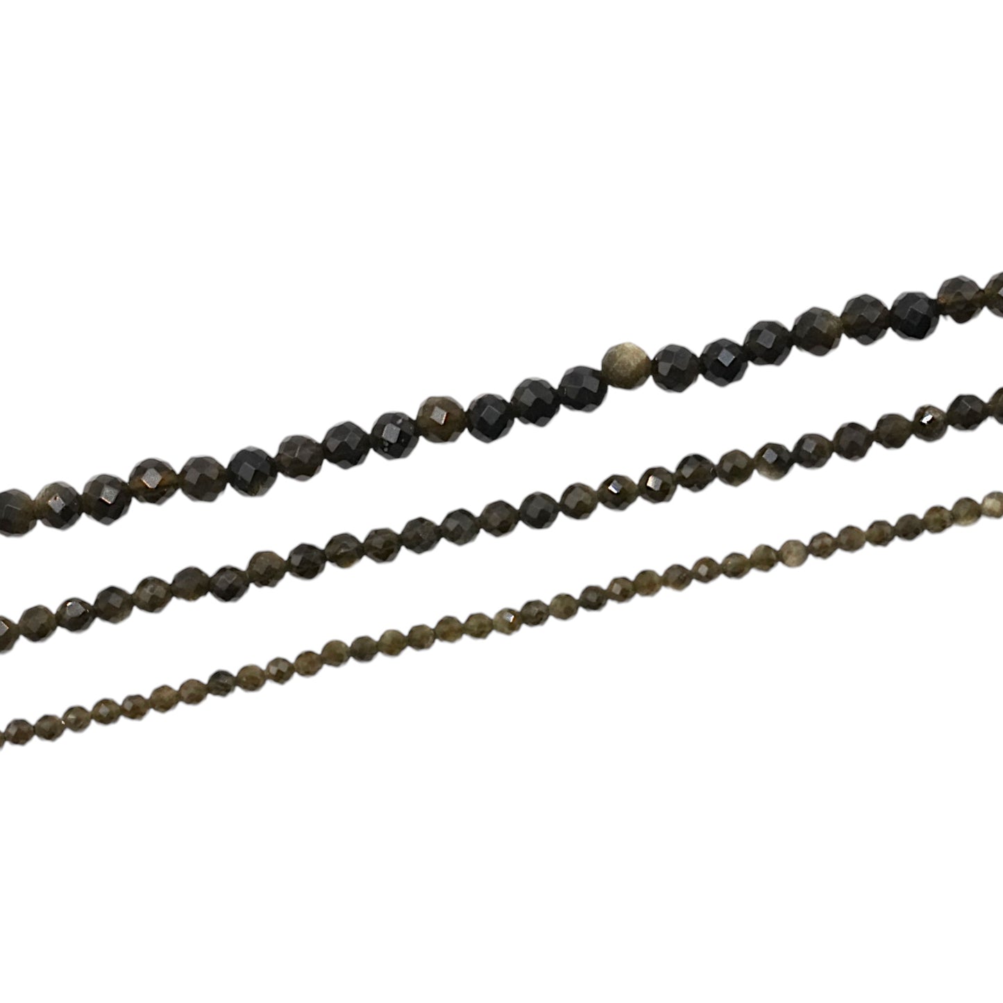 Fil Obsidienne doré en perle facetté - Foliesbijoux