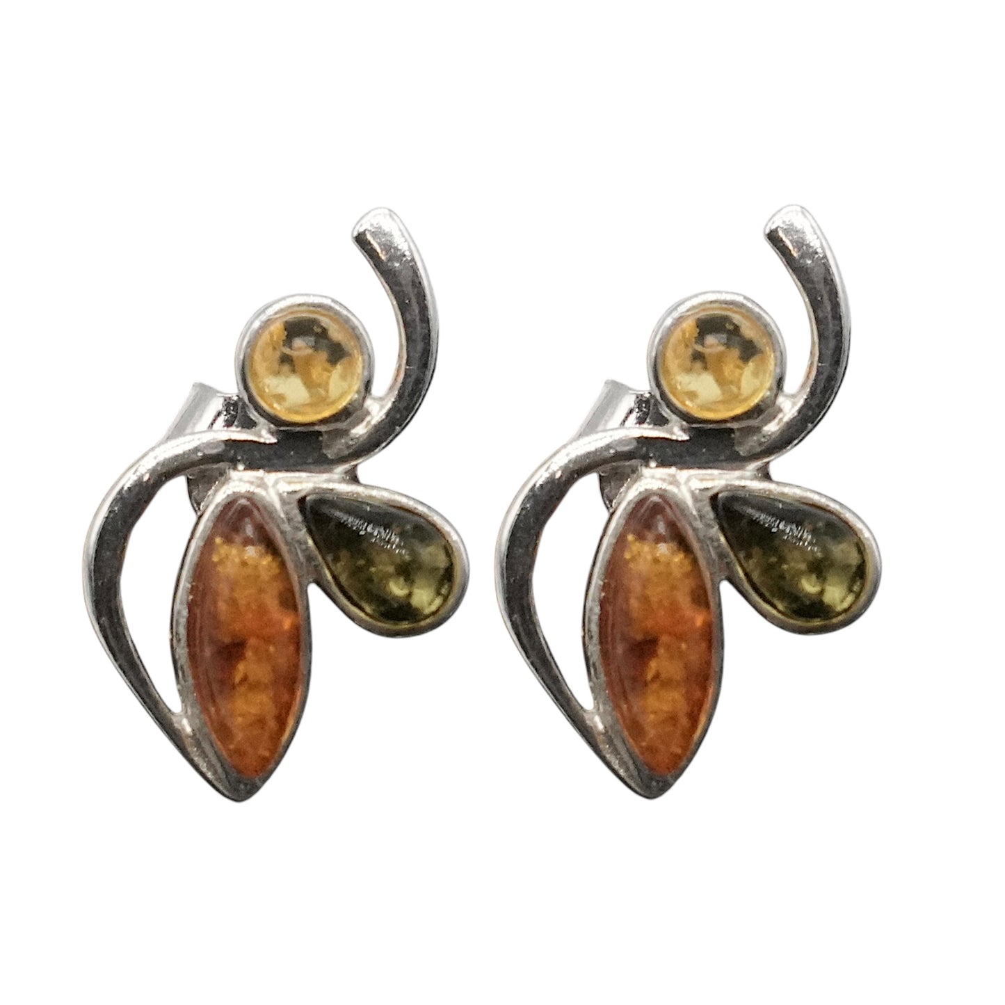 Boucle d'oreille ronde ambre & Argent 925 (#19) - Foliesbijoux