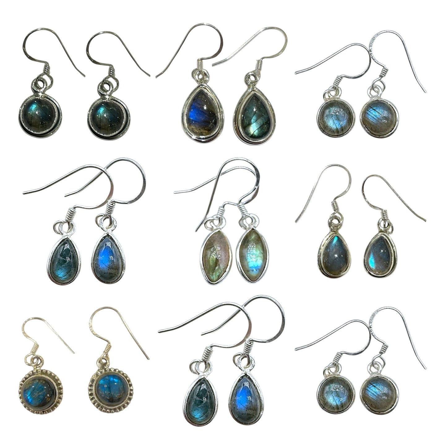 Boucle d'oreille en Argent 925 et Labradorite modèle aléatoire - Foliesbijoux