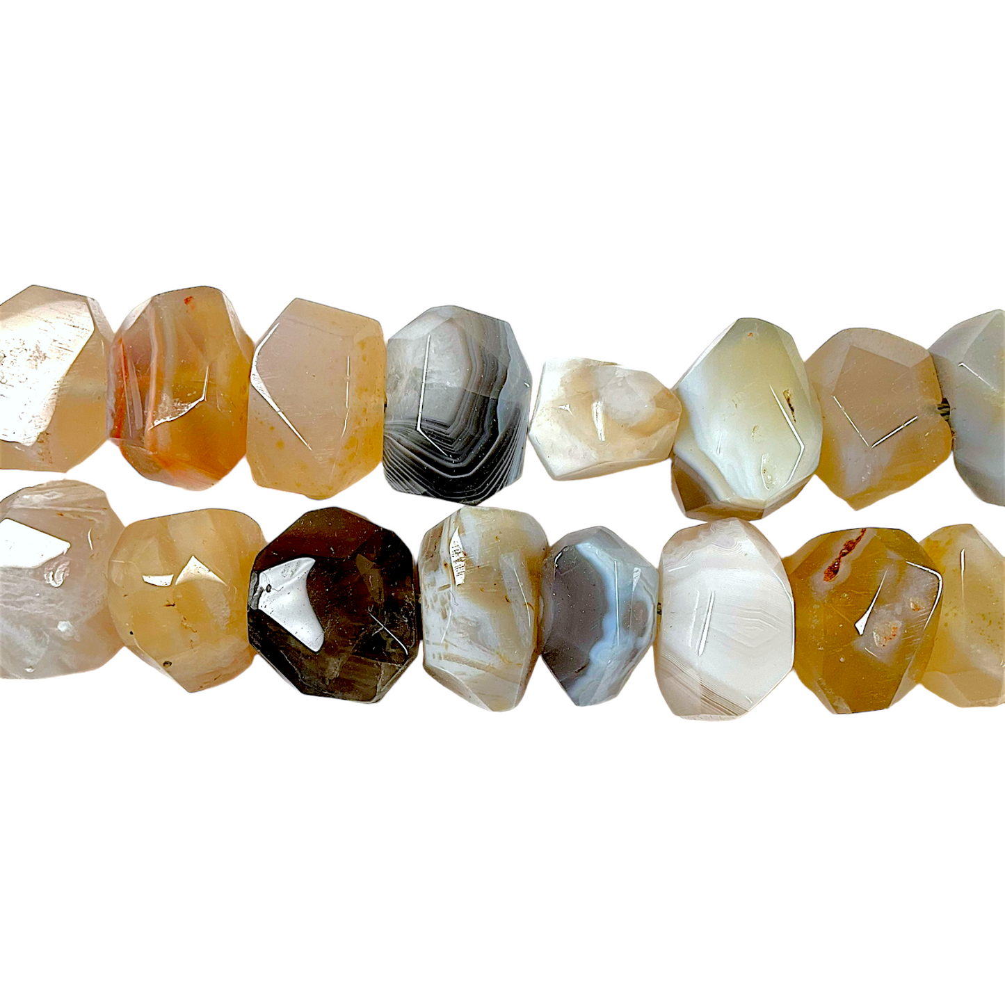 Fil agate du Botswana forme octogonale facettée 2x1,5cm - Foliesbijoux