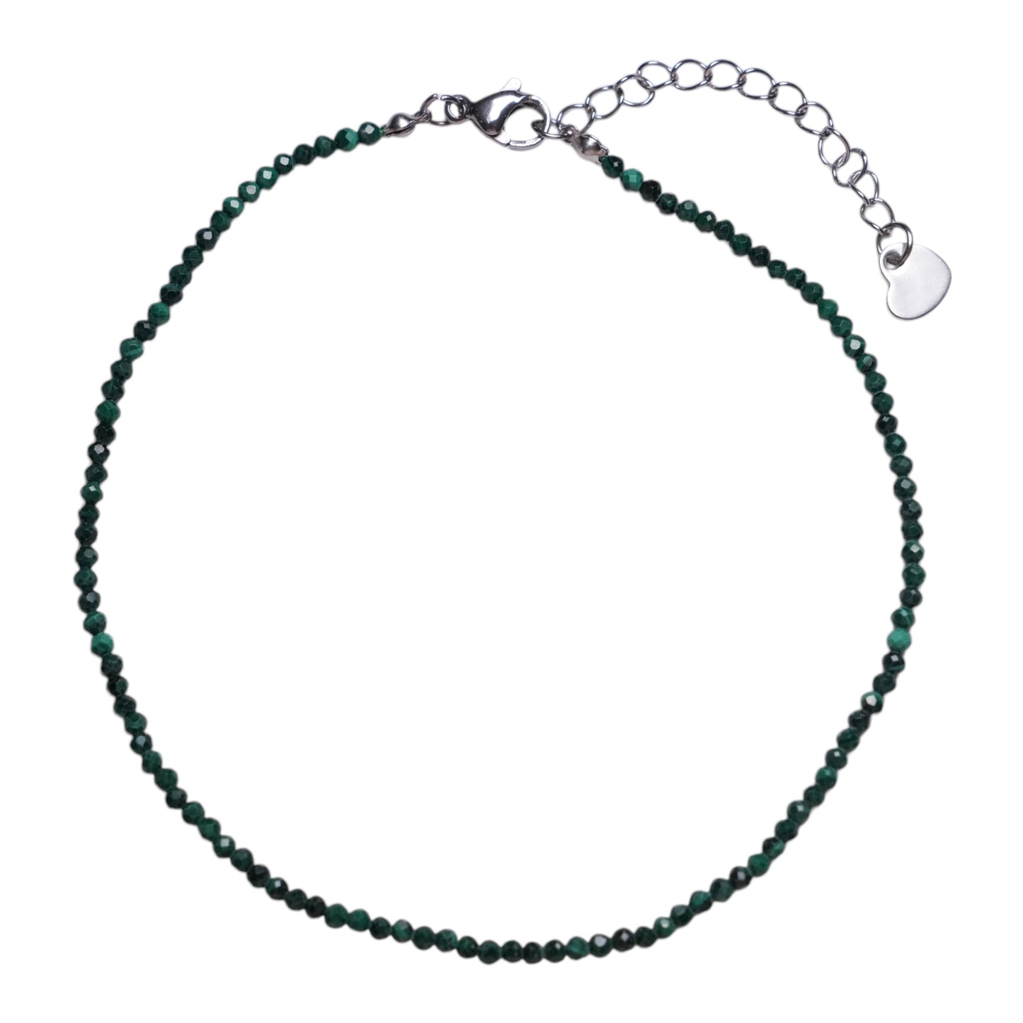 Bracelet/chaine de cheville Malachite perle facetté 2-3 mm avec fermoir acier inoxydable (référence 8) - Foliesbijoux