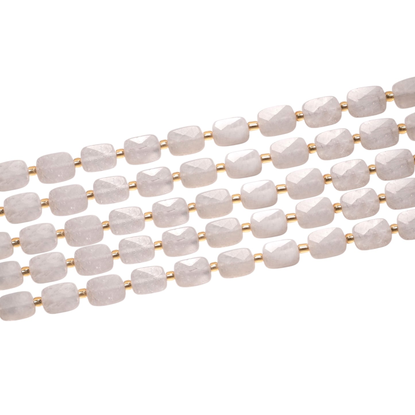 Fil de 32 Pierre de lune bleutée rectangulaire 8x10 mm - Foliesbijoux