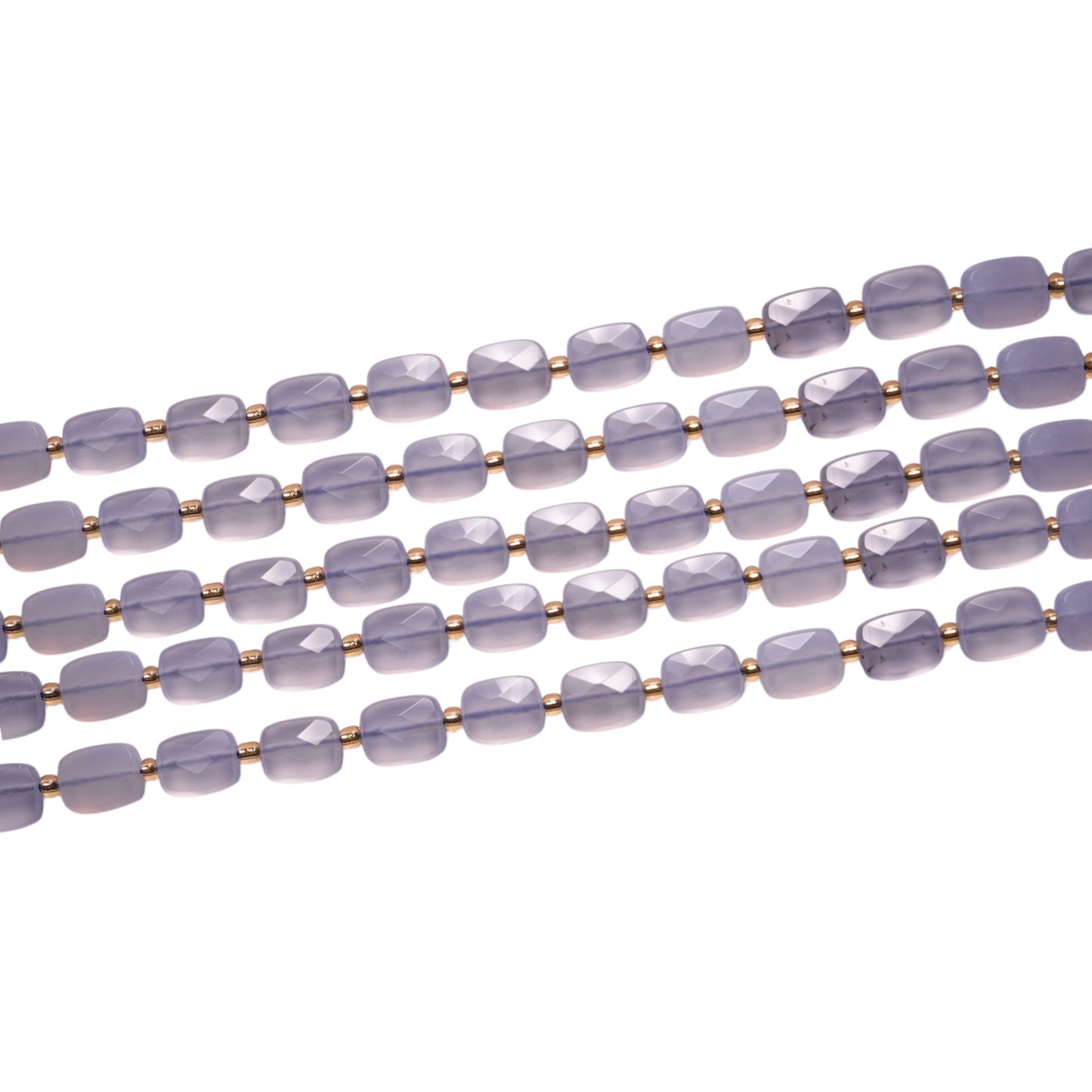 Fil de 32 Calcédoine bleue rectangulaire 8x10 mm - Foliesbijoux