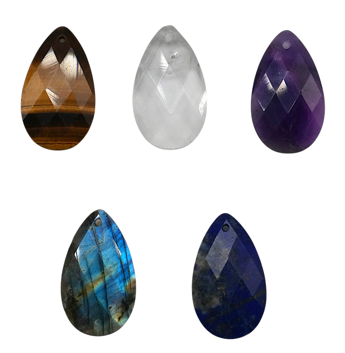 Pendentif goutte facettée 18x30 mm (5 pierres disponibles) (bélière non incluse) - Foliesbijoux