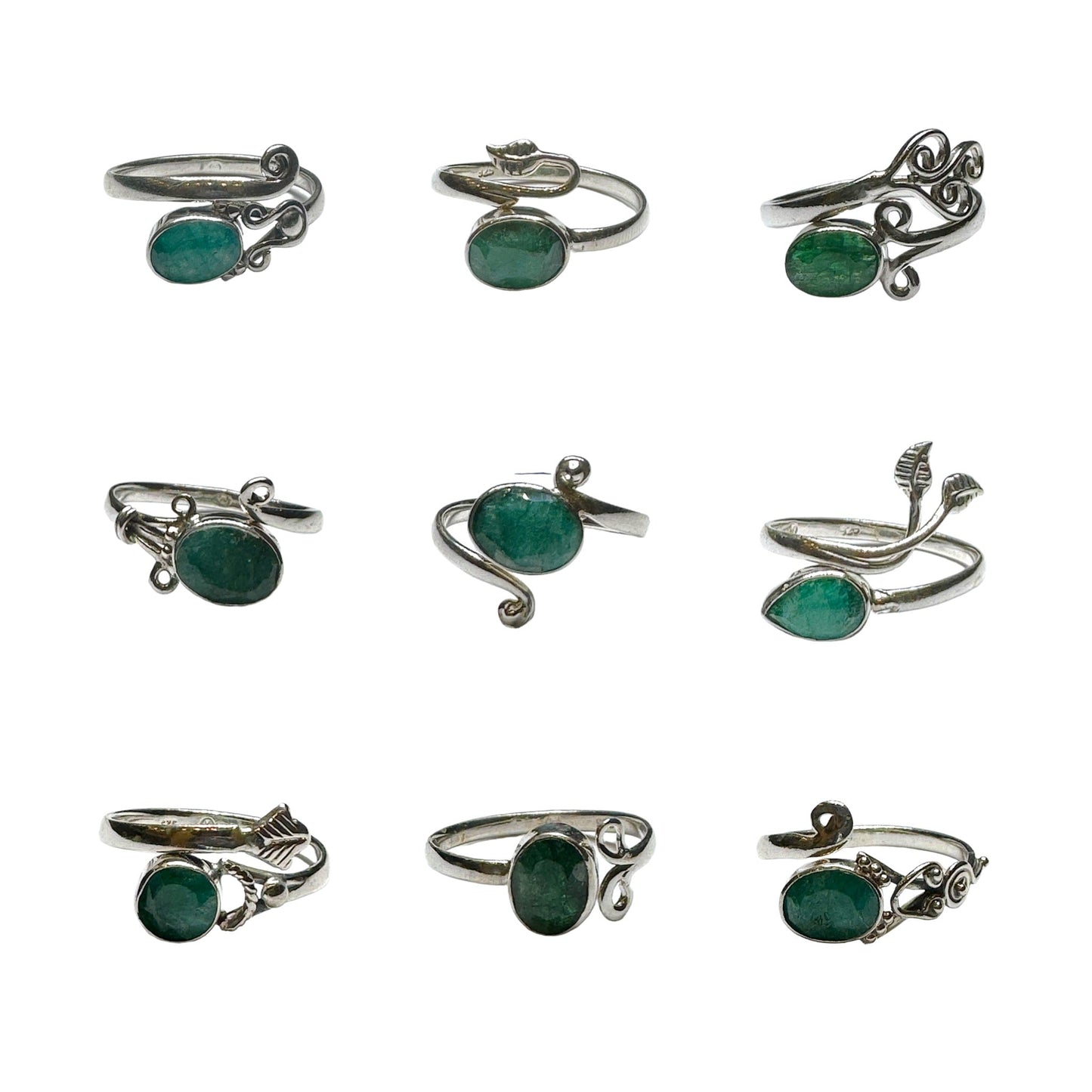 Bague réglable Argent 925 & Emeraude facetté modèle aléatoire - Foliesbijoux