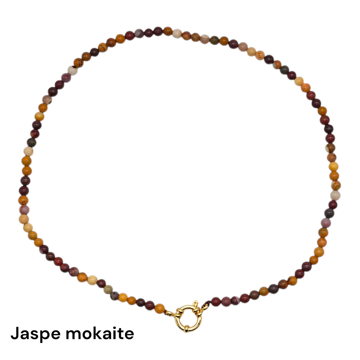 Collier 43 cm 4 mm avec fermoir boué en acier inoxydable dorée (20 pierres disponibles) - Foliesbijoux