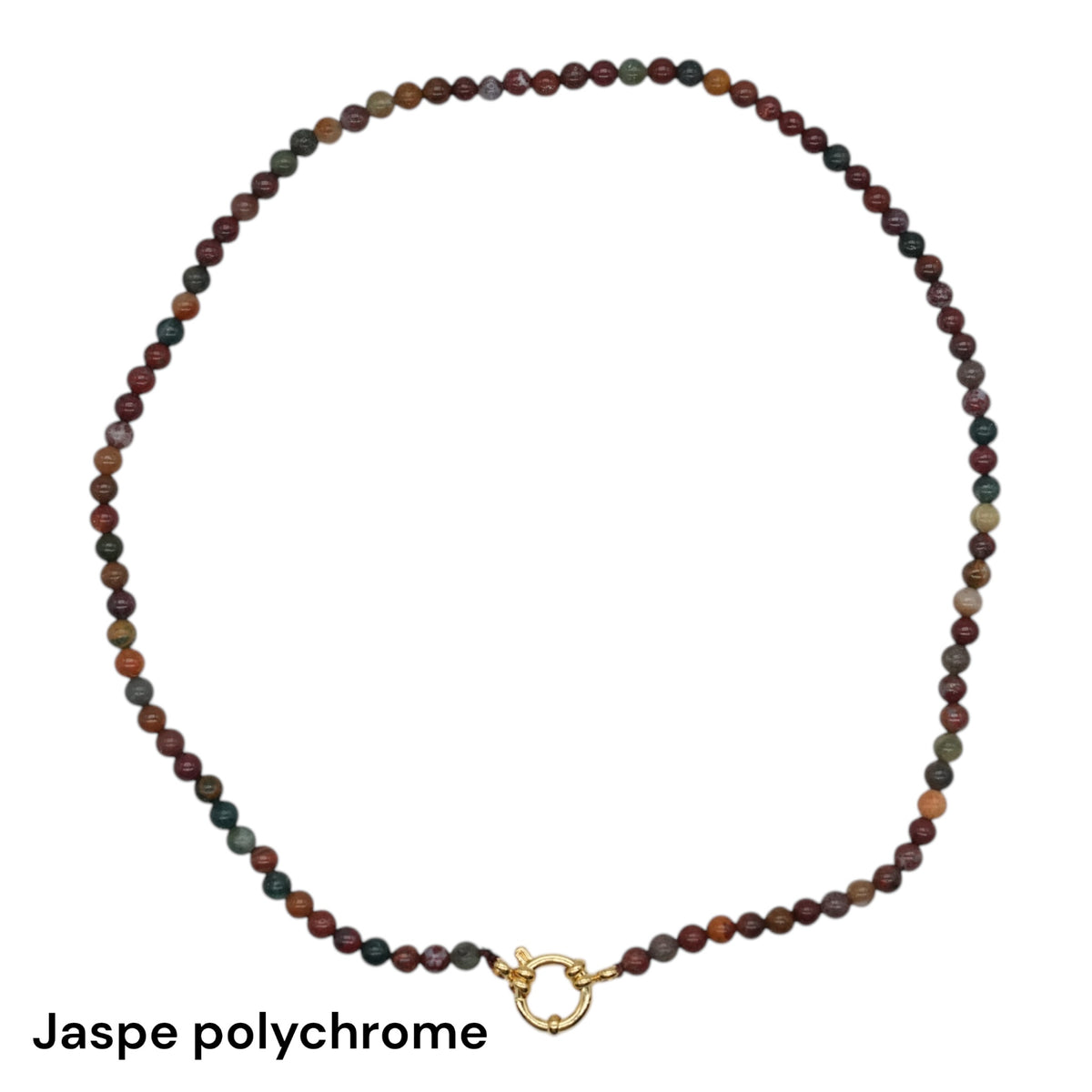 Collier 43 cm en 4 mm avec fermoir boué en acier inoxydable dorée (20 pierres disponibles) - Foliesbijoux