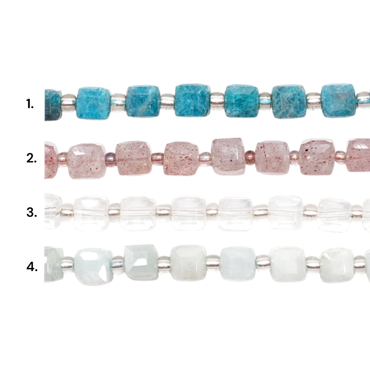 Strand of faceted cube beads 8x8 mm (4 stones available)