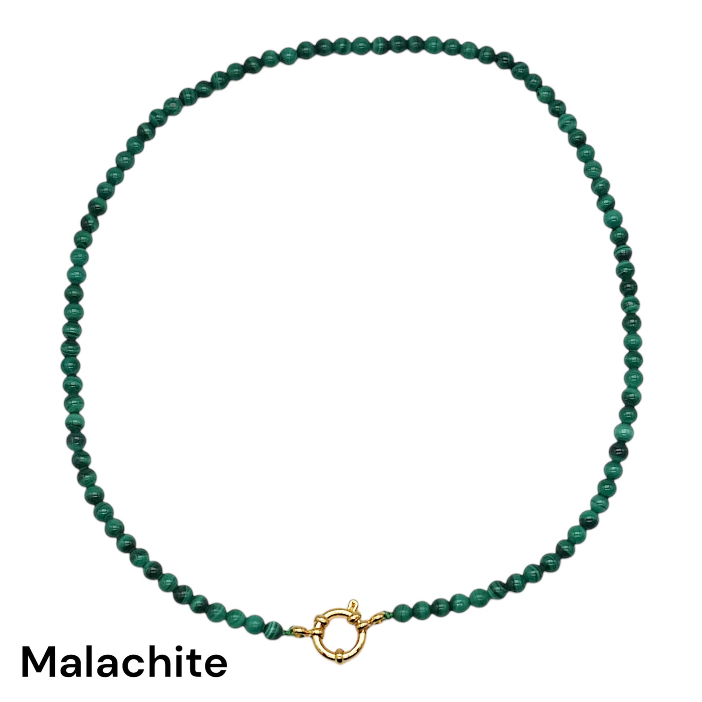 Collier 43 cm en 4 mm avec fermoir boué en acier inoxydable dorée (20 pierres disponibles) - Foliesbijoux