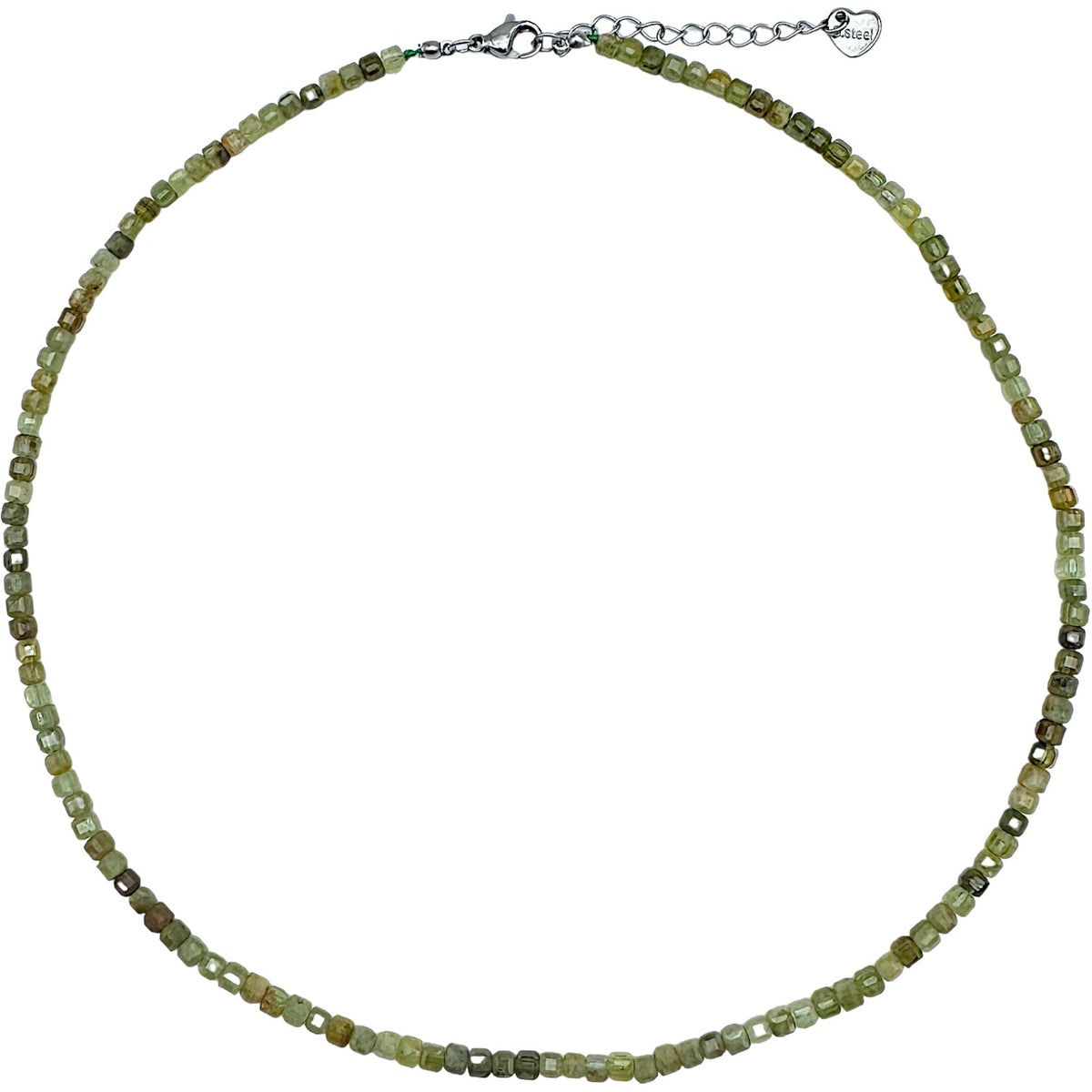 Collier Grenat vert carré 3x3mm acier inoxydable doré/argenté - Foliesbijoux