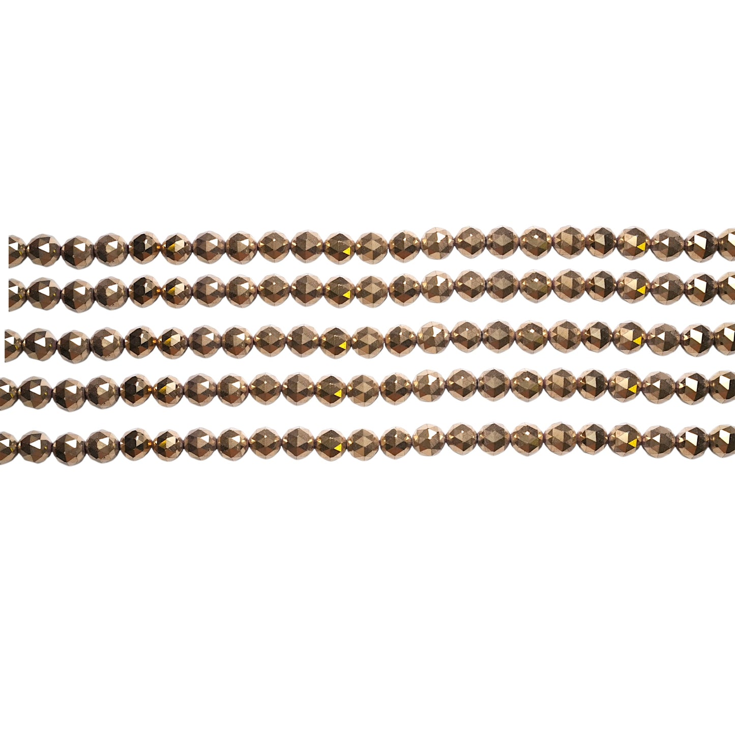 Fil de perle Hématite electroplaquée doré/bronze boule facettée HED-206/207 - Foliesbijoux