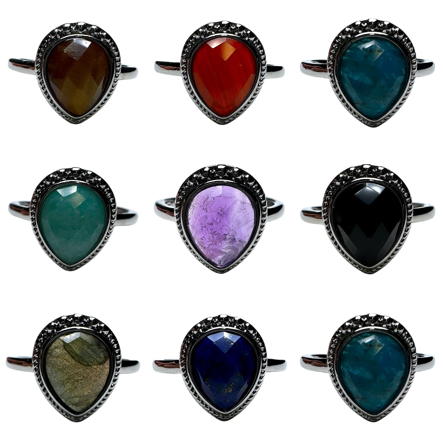 Bague en laiton rhodié & pierre naturelle (Réglable) #4 - Foliesbijoux