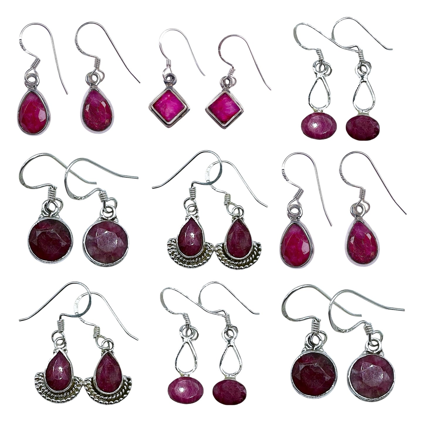 Boucle d'oreille en Argent 925 et Rubis modèle aléatoire - Foliesbijoux