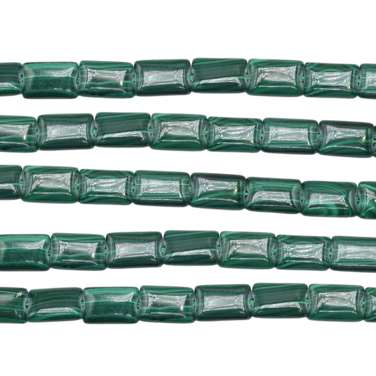 Fil de perles Malachite forme rectangle plat 8x12mm
