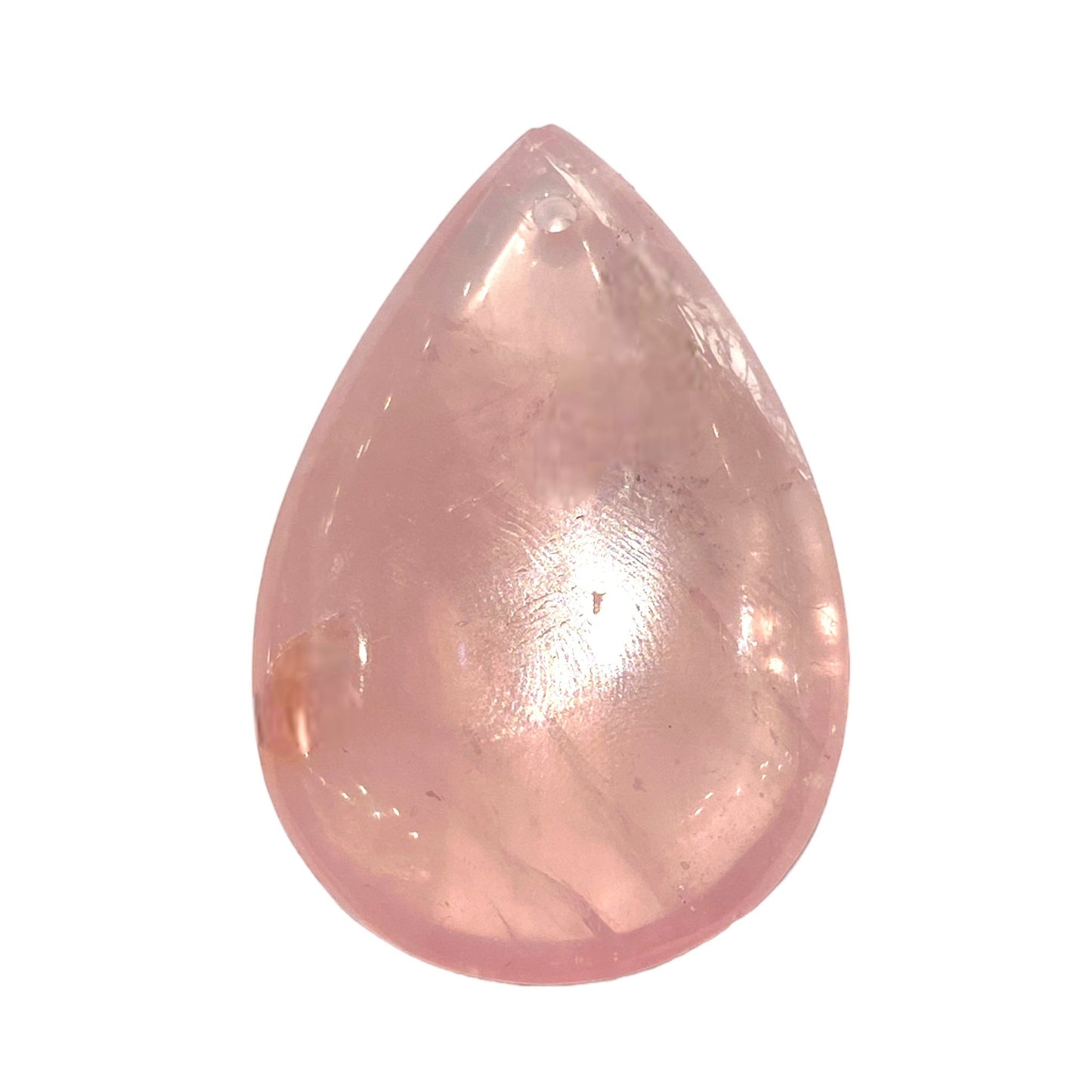 Pendentif Quartz rose goutte plate percé devant - Foliesbijoux