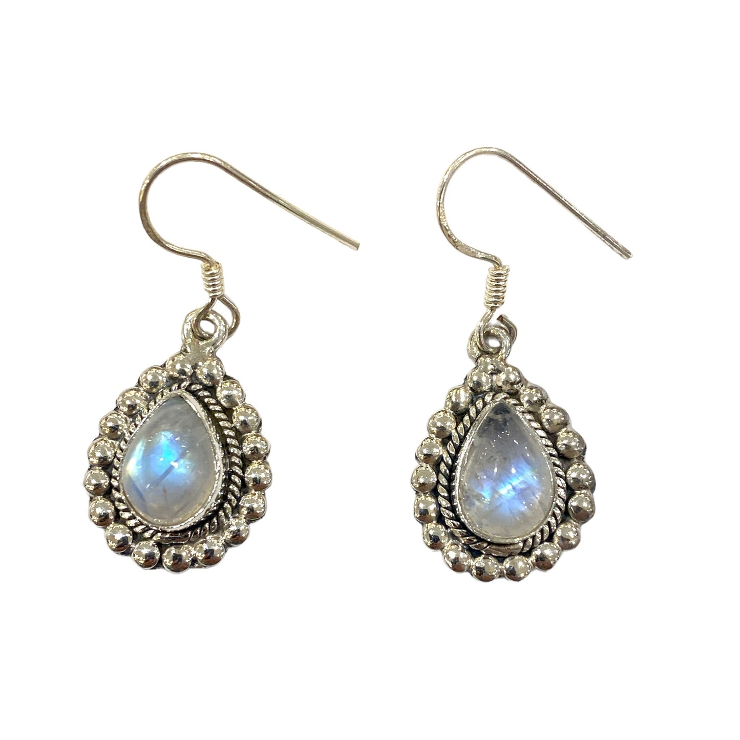 Boucle d'oreille en pierre de lune bleutée & Argent 925 - Foliesbijoux