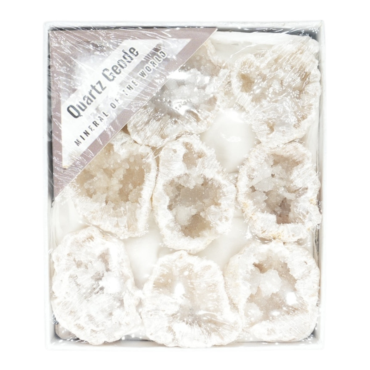 Boîte de mini geode de quartz blanc 8,5x10x3,5 cm N°37