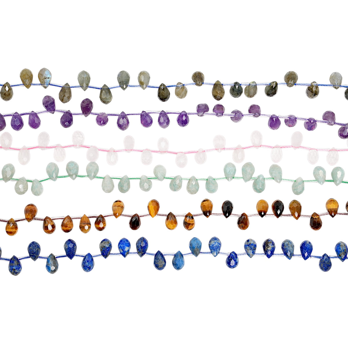 Fil de pendentifs goutte facetté 6x9 mm (6 pierres disponible)