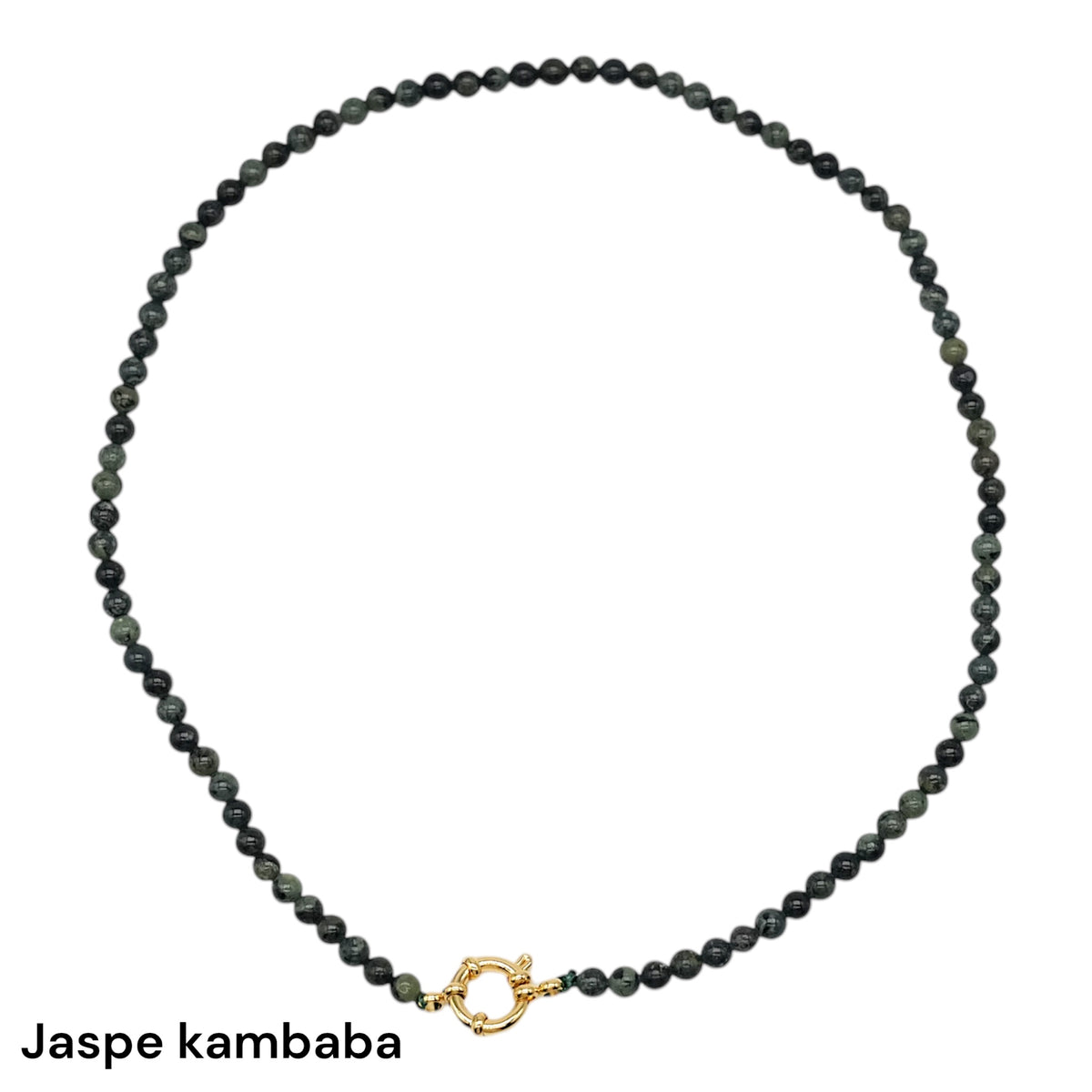 Collier 43 cm 4 mm avec fermoir boué en acier inoxydable dorée (20 pierres disponibles) - Foliesbijoux