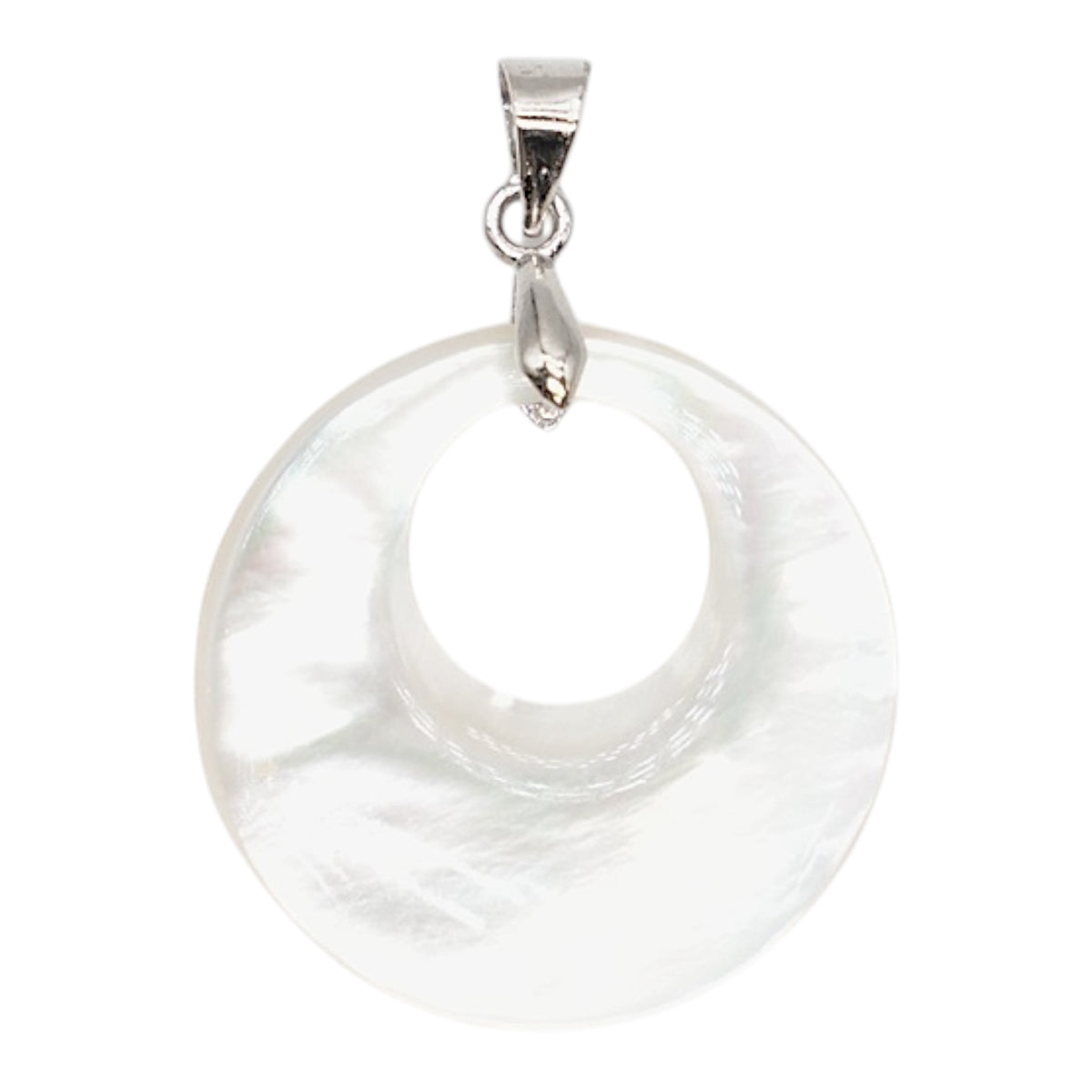 Round donut-shaped mother-of-pearl pendant 2.5 cm
