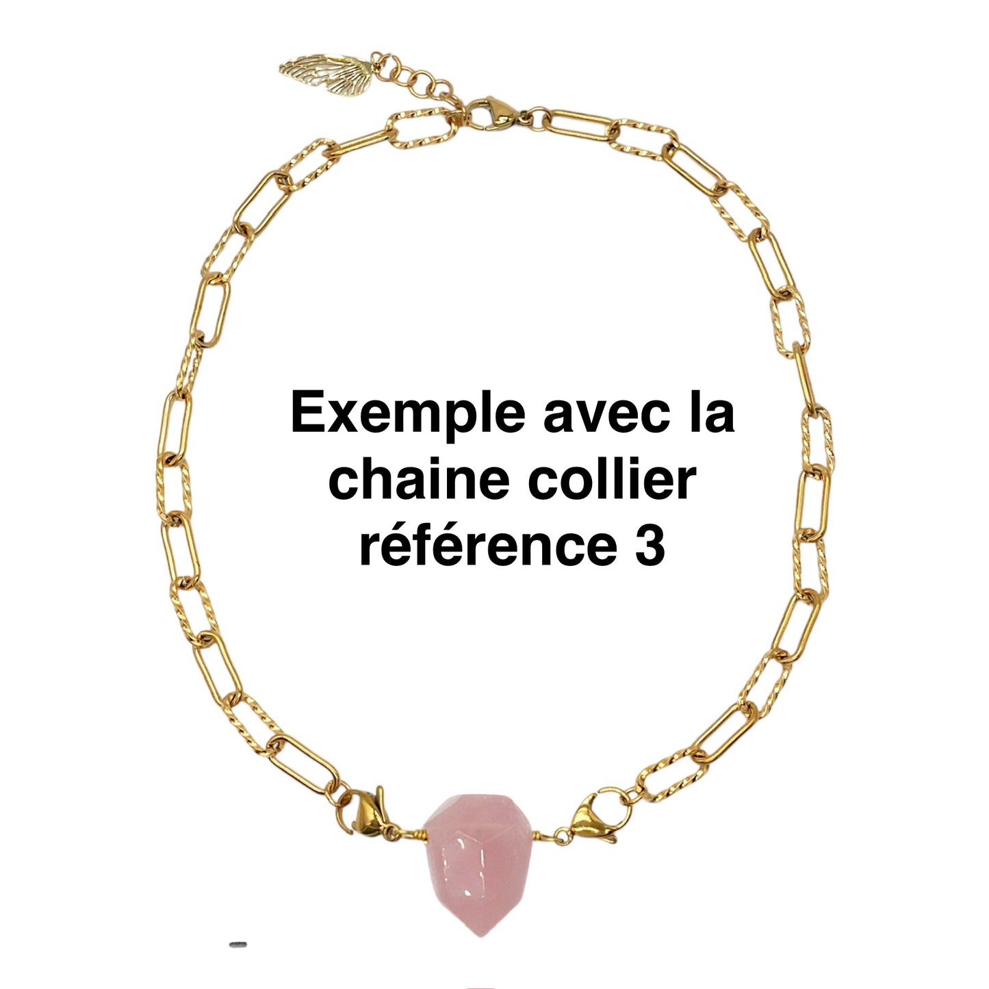 Pendentif Charm personnalisable embout deux mousquetons (9 pierres disponible)(chaîne non incluse) - Foliesbijoux