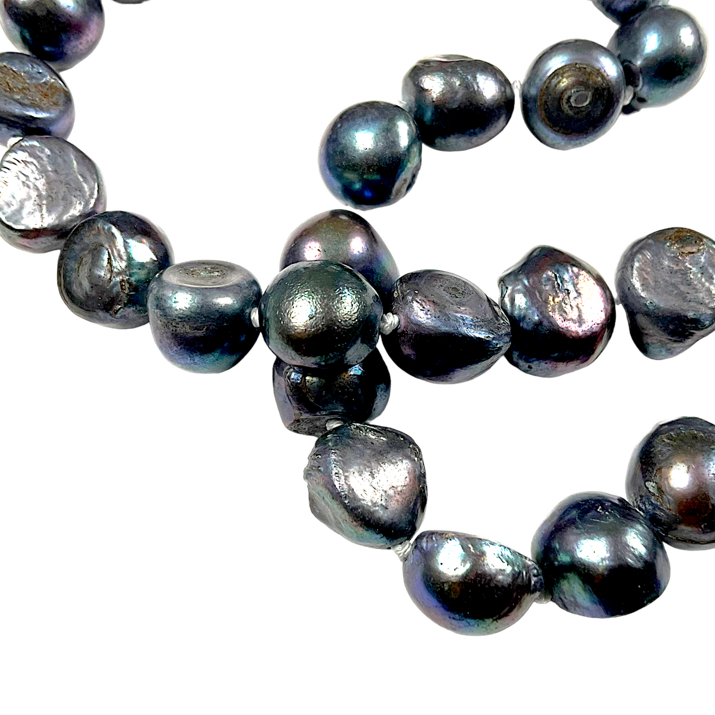 Collier en perles d’eau douce noir N-9 - Foliesbijoux