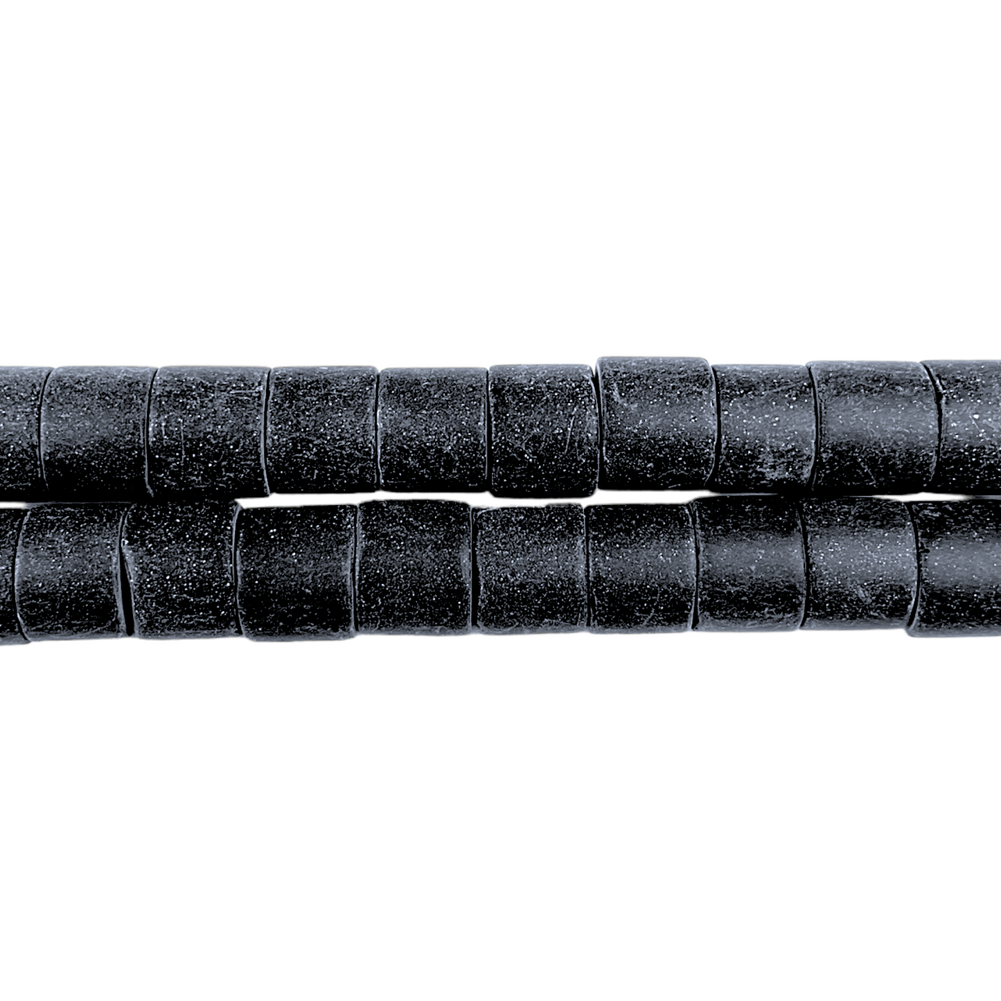 Fil rondelle matte en basalte (Pierre de lave noire) 12 x 8 mm - Foliesbijoux