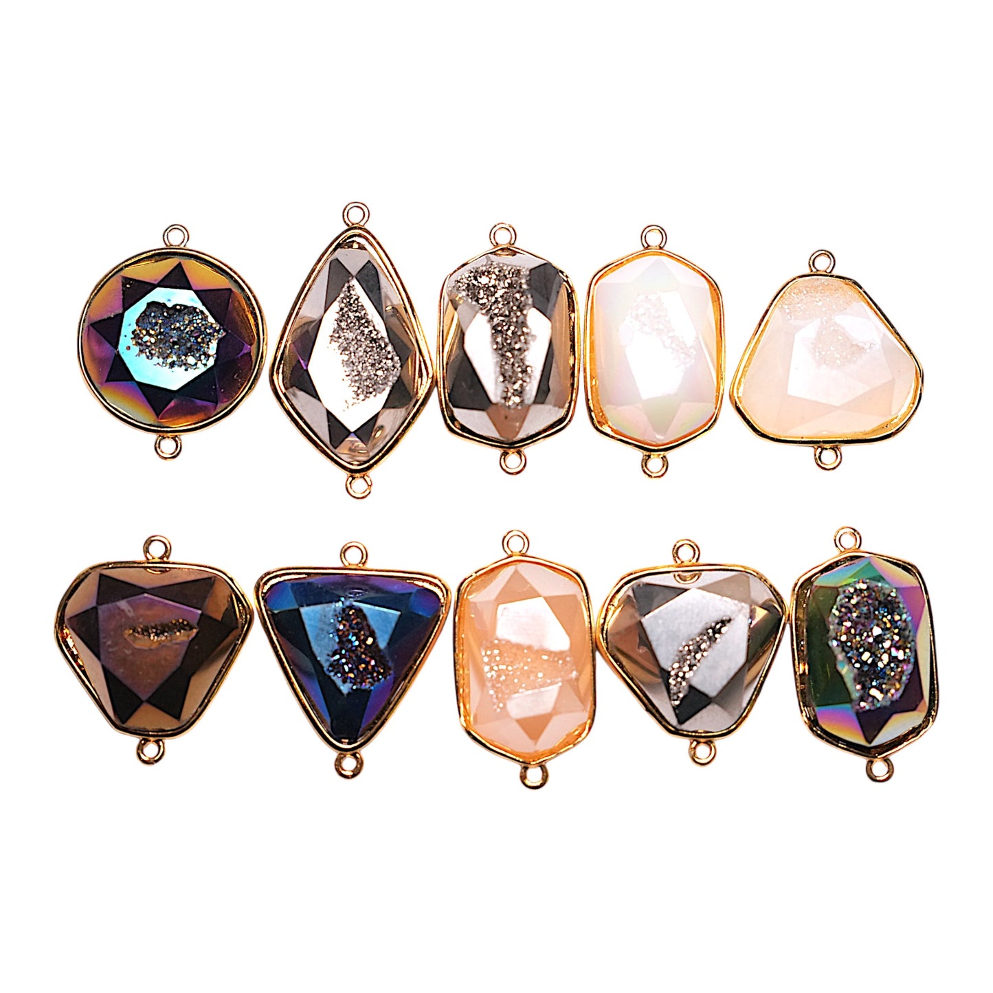 Lot de 10 connecteurs en cristal synthétique et laiton doré aléatoire - Foliesbijoux