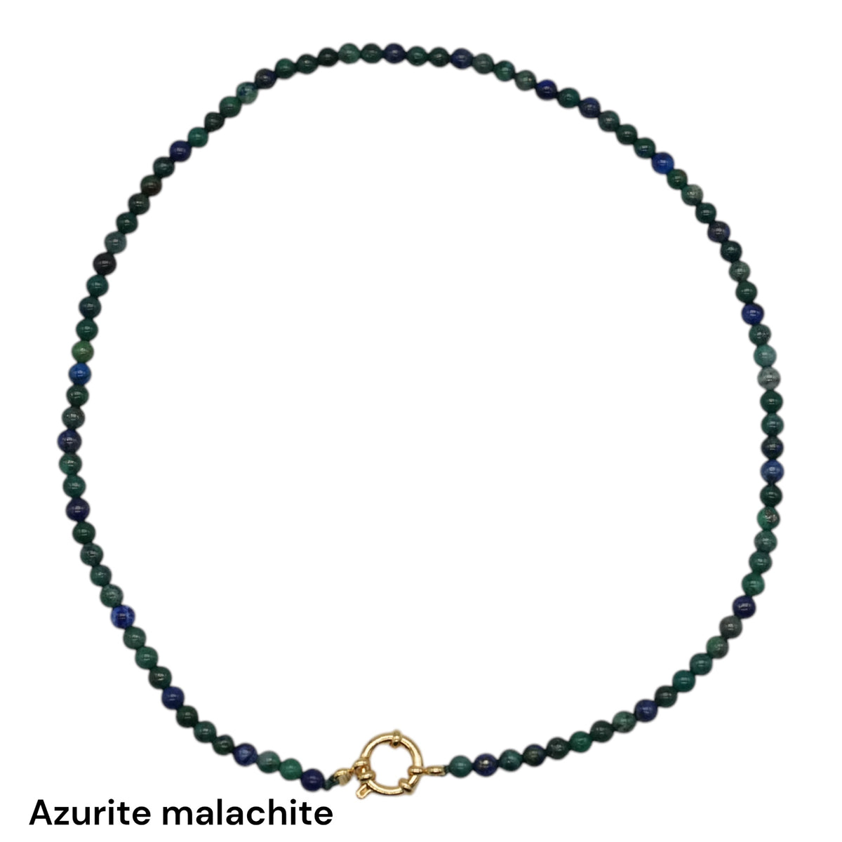 Collier 43 cm en 4 mm avec fermoir boué en acier inoxydable dorée (20 pierres disponibles) - Foliesbijoux