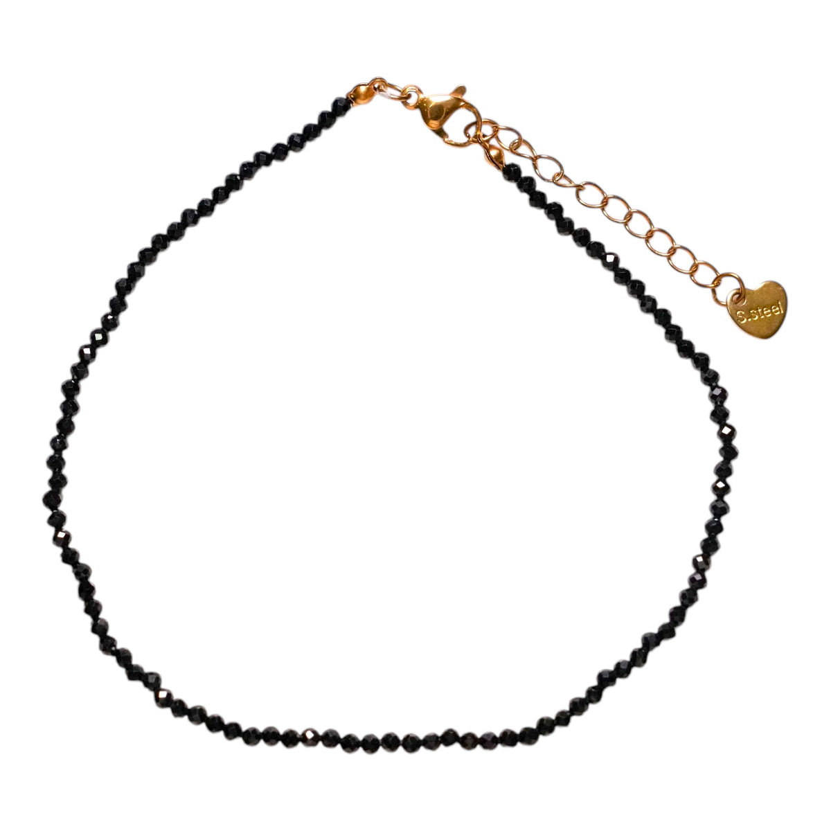 Bracelet/chaine de cheville Spinelle perle facetté 2-3 mm avec fermoir acier inoxydable (référence 14) - Foliesbijoux
