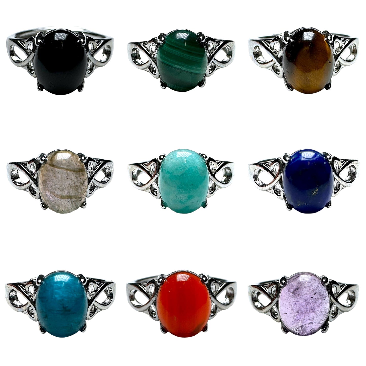 Bague en laiton rhodié & pierre naturelle (Réglable) #1 - Foliesbijoux