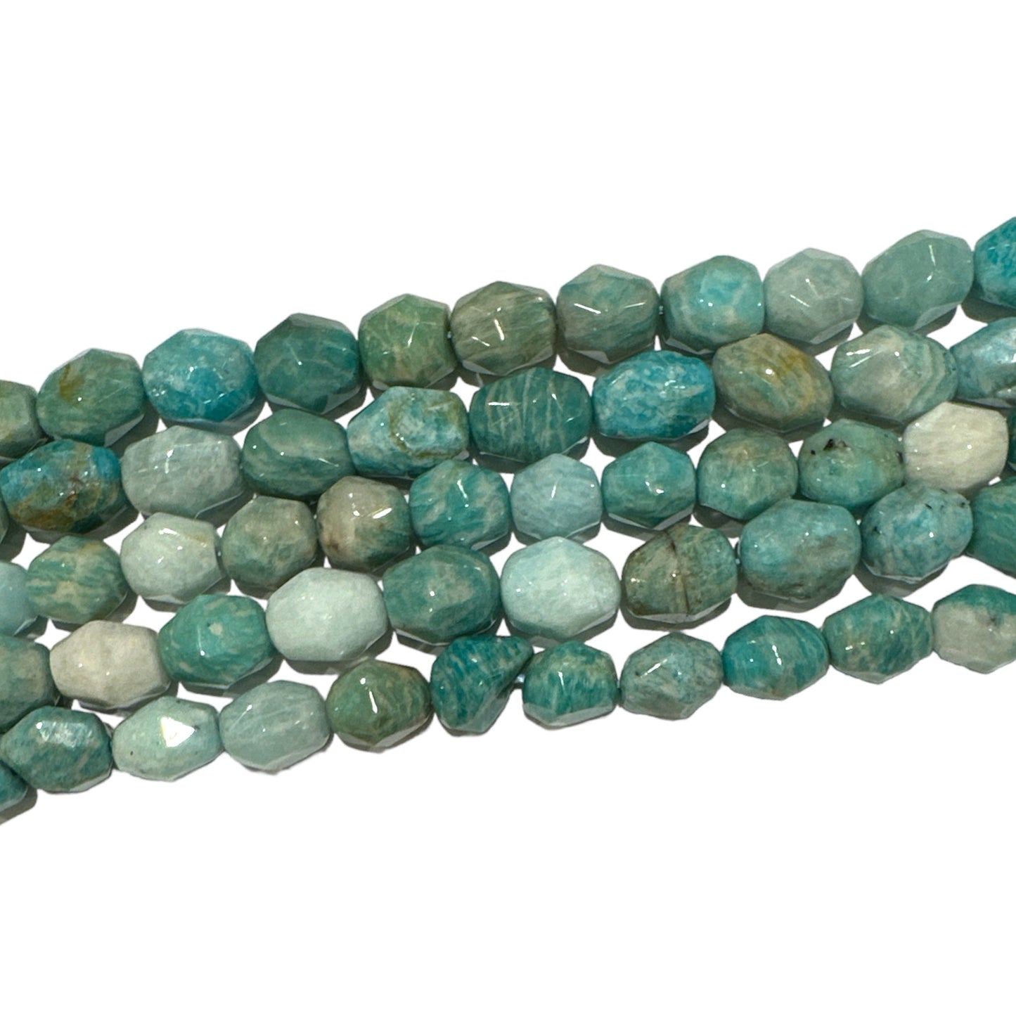 Fil amazonite forme ovale facettée 12x14mm - Foliesbijoux