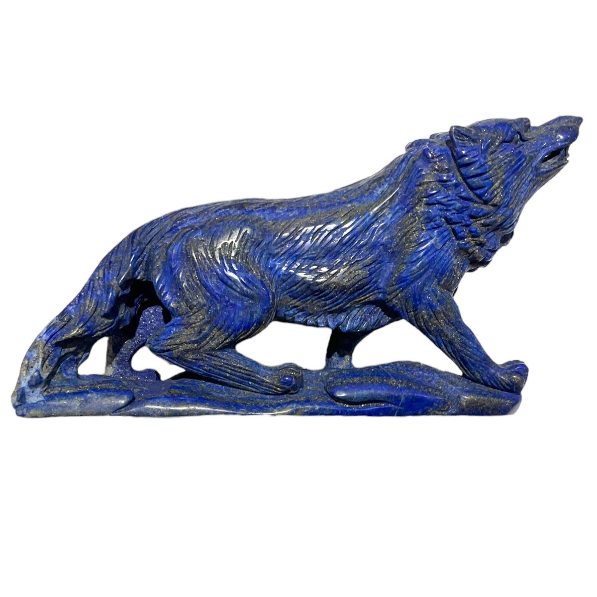 Figurine Loup en Lapis-lazuli pièce unique 17x9x4 cm - Foliesbijoux