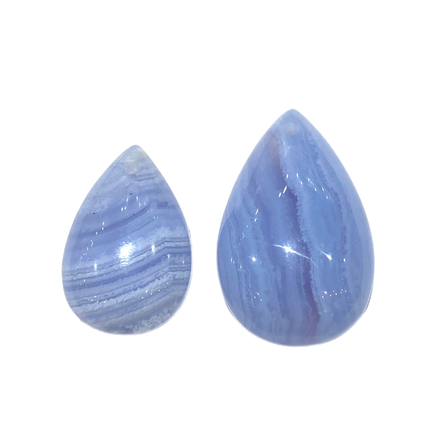 Pendentif Calcédoine bleue AAA percé devant - Foliesbijoux