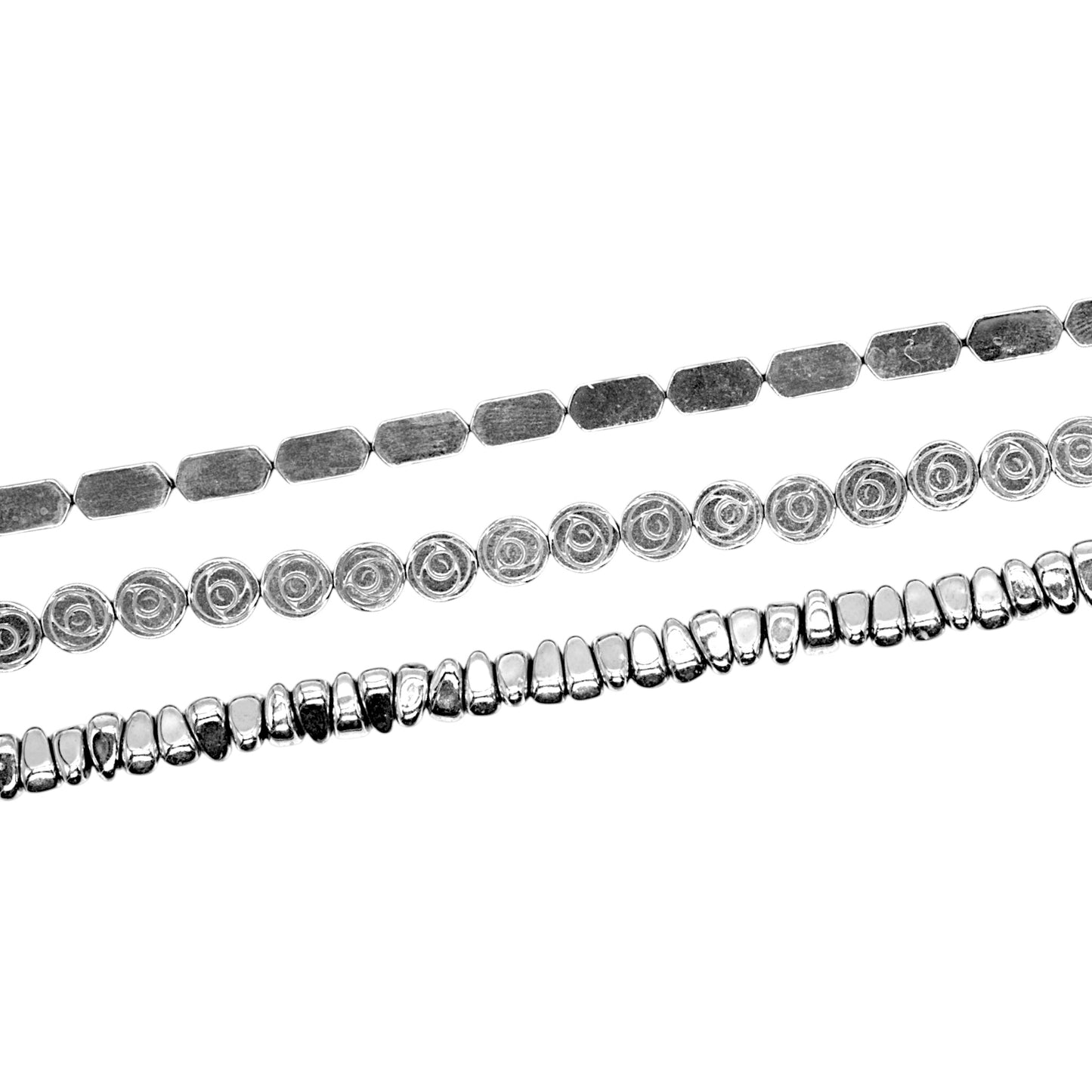 Fil de perle Hématite electroplaquée argenté