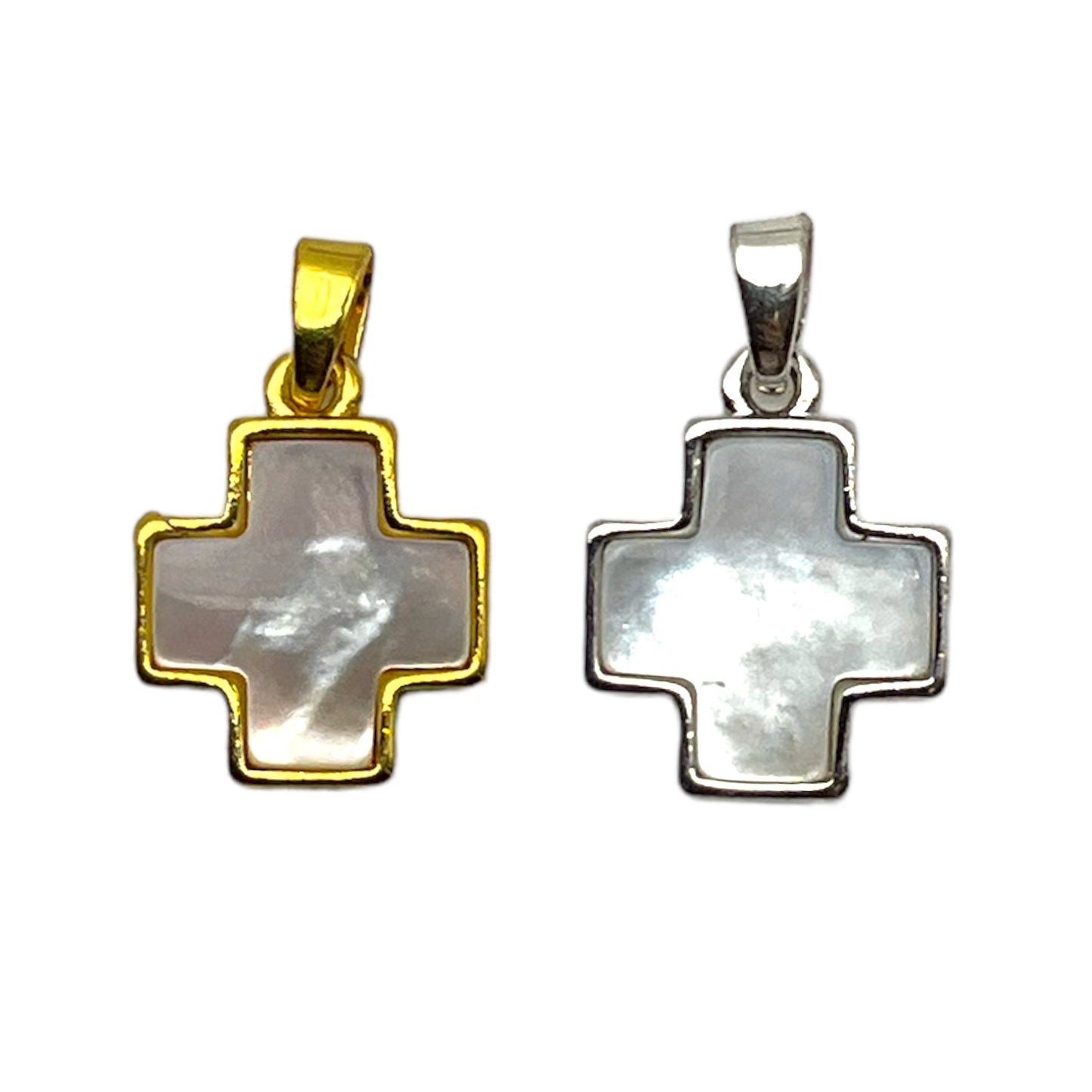 Pendentif croix nacre blanche 1 x 1 cm - Foliesbijoux
