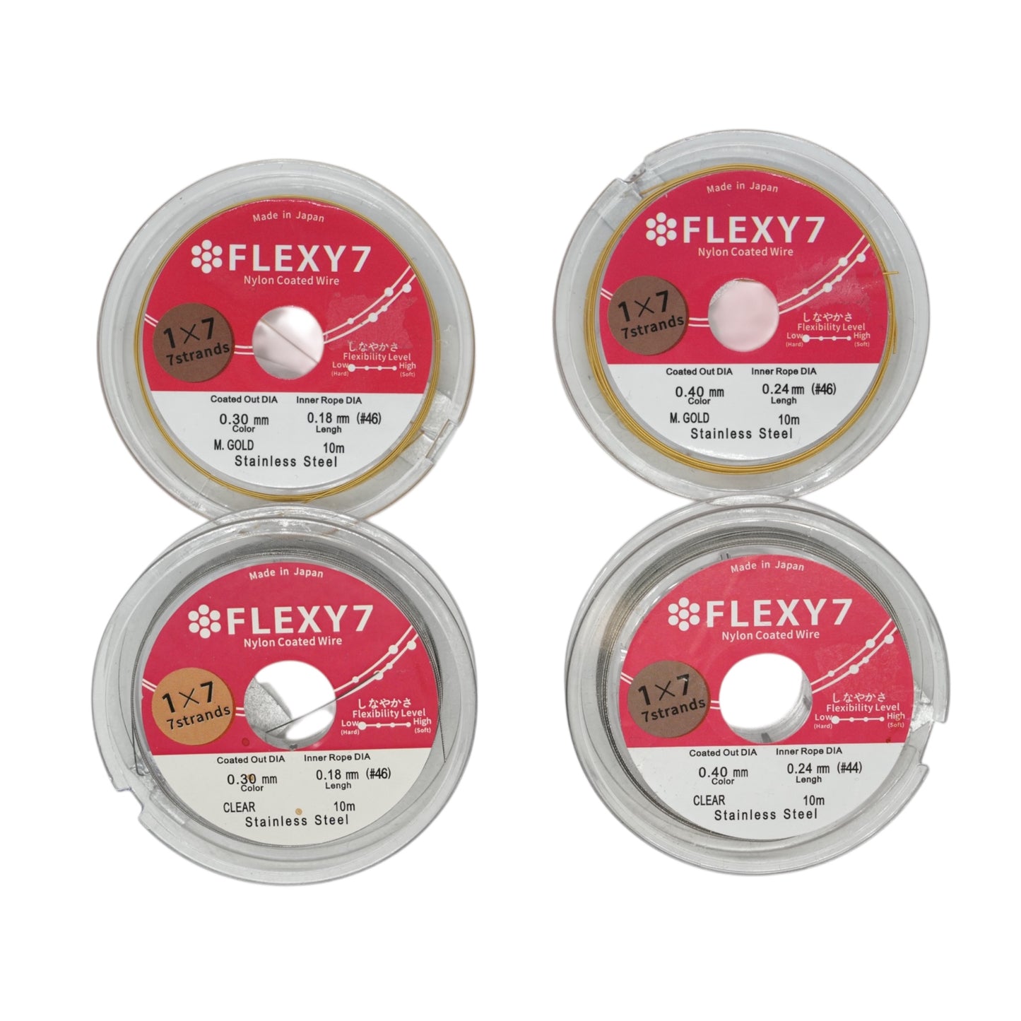 Fil en acier inoxydable gainé de nylon (1x7 brins) (argenté ou doré)