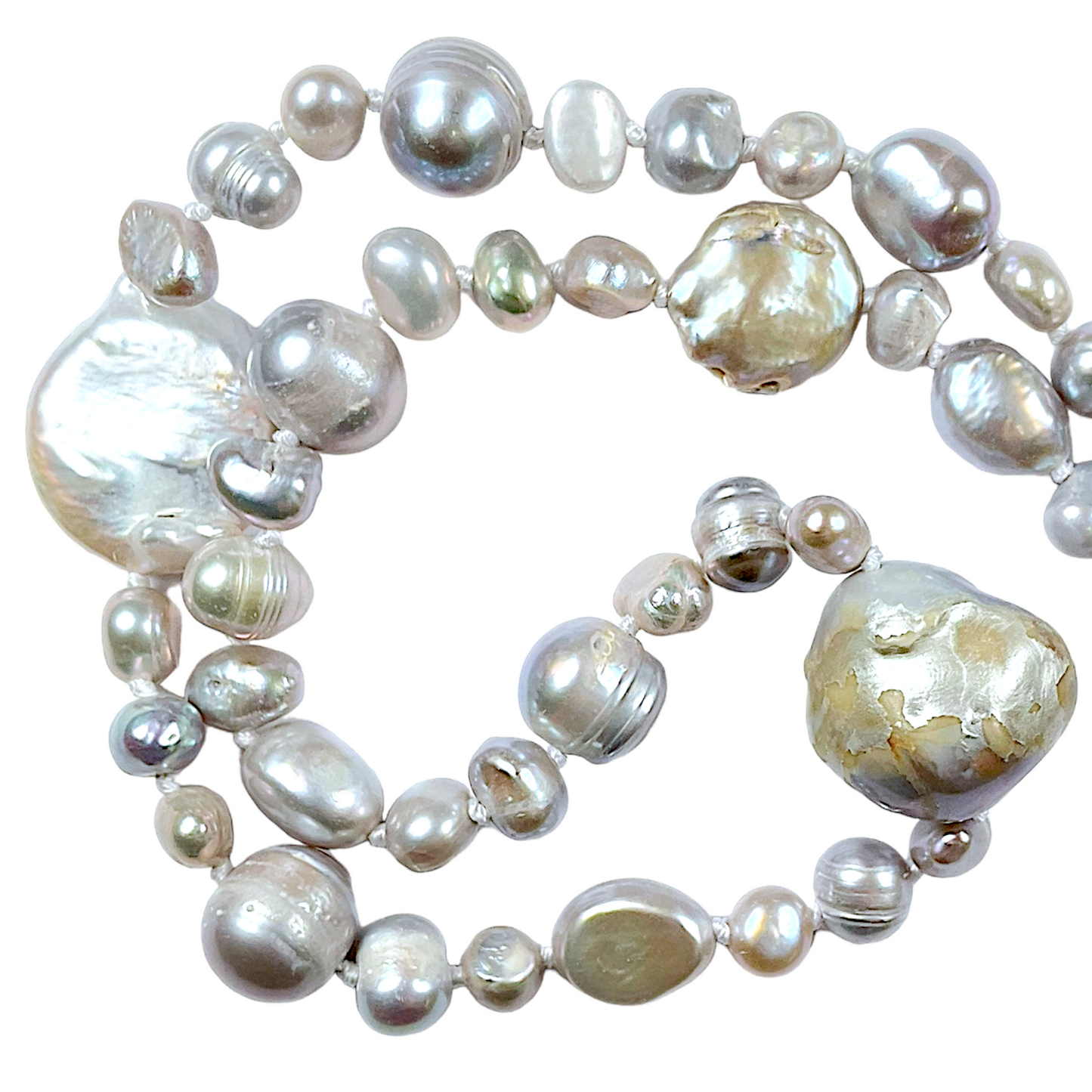 Collier en perles d’eau douce gris G-1 - Foliesbijoux