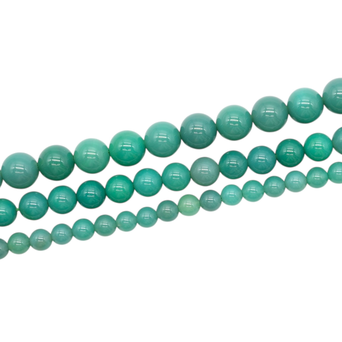 Strand of green grass agate beads