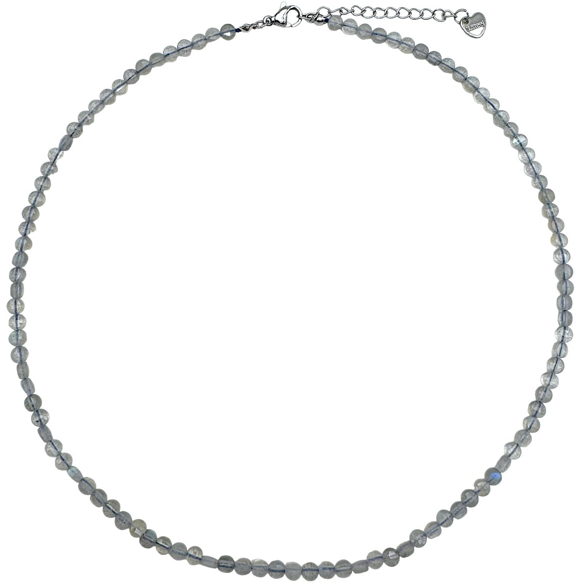 Collier Labradorite rond plat 4mm acier inoxydable doré/argenté - Foliesbijoux