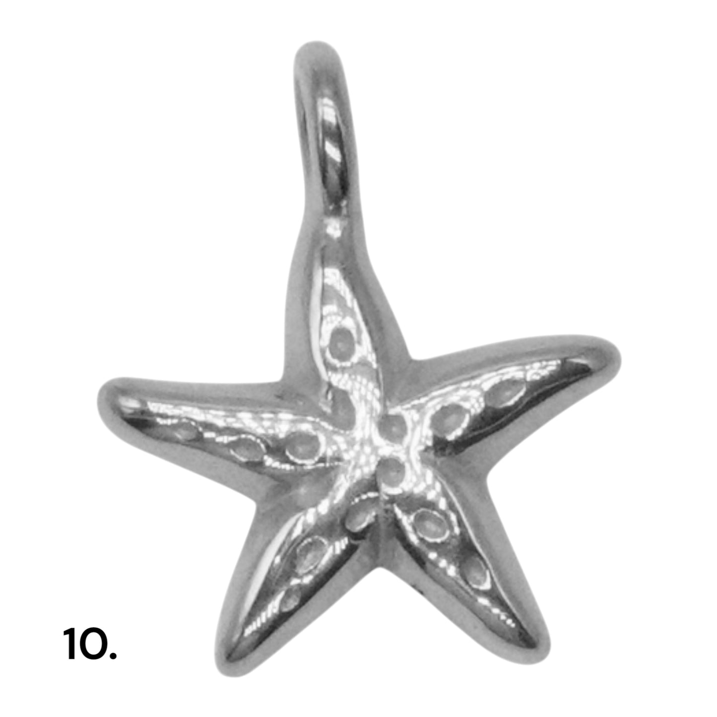 Lot de 10 breloques intercalaire acier inoxydable argenté (10 modèles disponible)