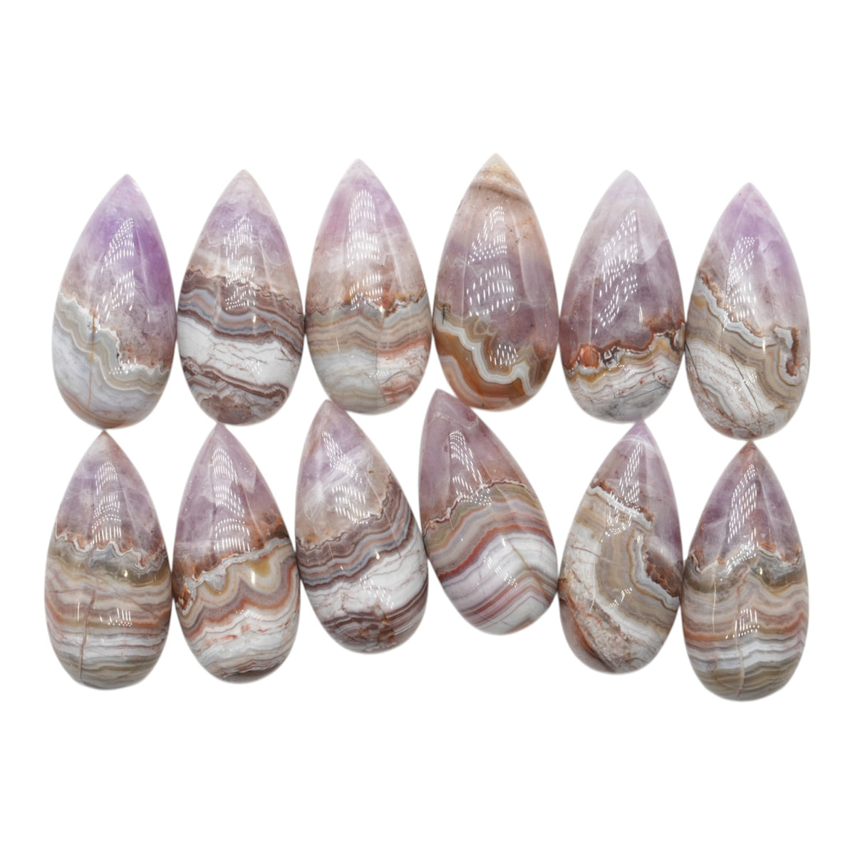 Lot de 12 pendentif Cabochon Goutte allongé Agate améthyste AAA 18x28